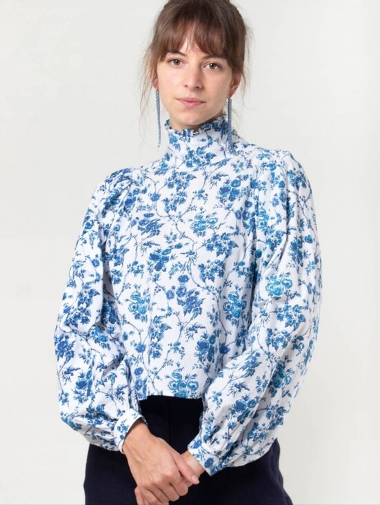 Meadows Tops - Meadows Carnation Top Cottagecore Turtleneck Puff Sleeve Blouse